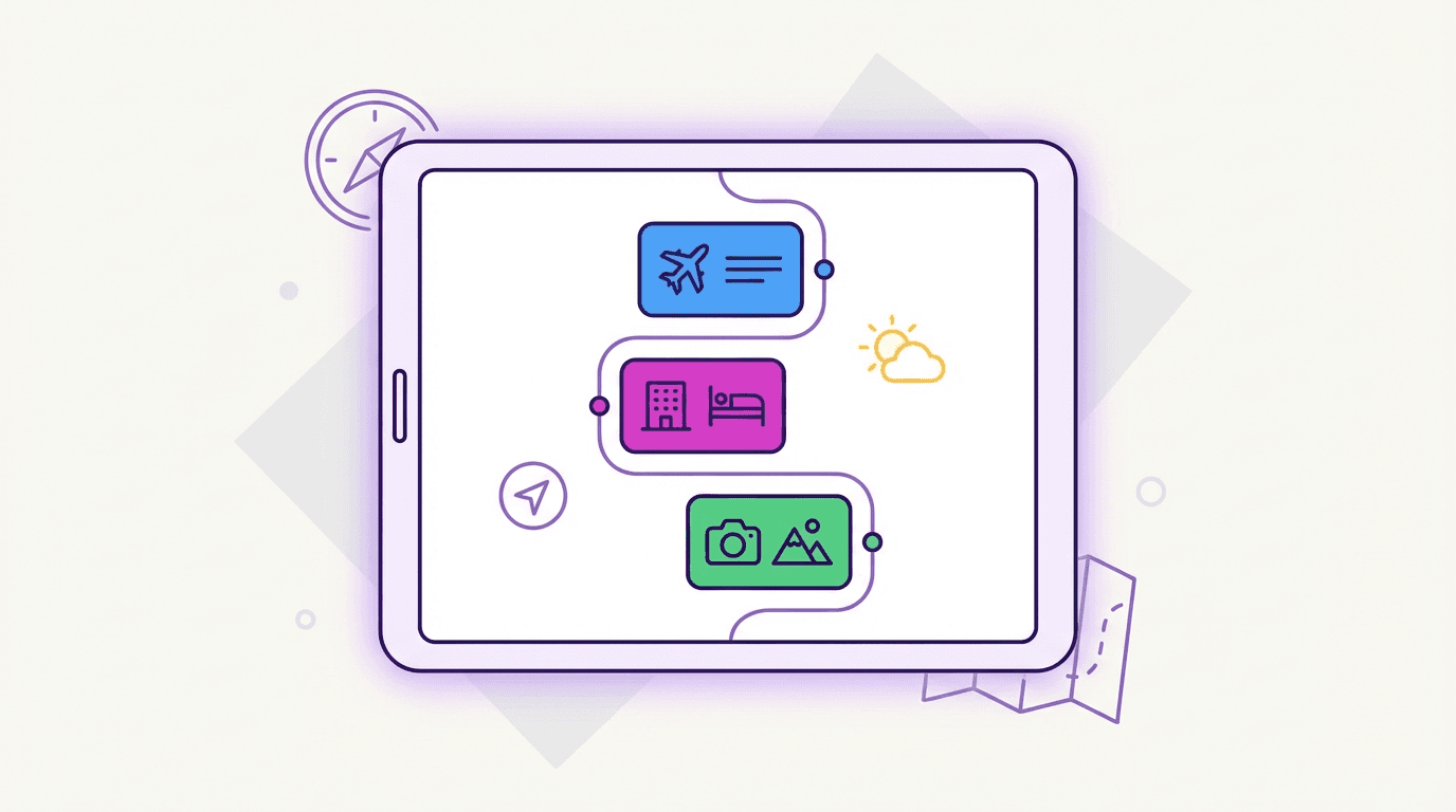 Trip organizer with day-by-day timeline